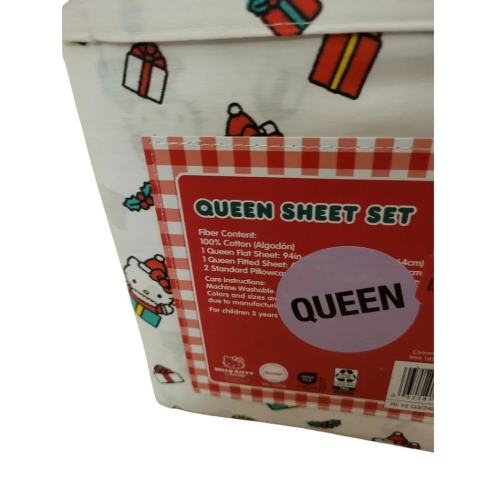 Hello Kitty Christmas Presents Queen Size Sheet Set New with Tags Sanrio Novelty